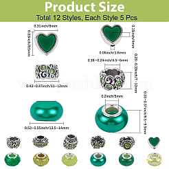 60 Stück 12 Stile Legierung Strass/Emaille European Beads & Harz European Beads Kits&nbsp;DIY-PA0001-06B