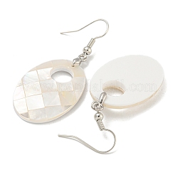 Orecchini pendenti in ottone placcato bianco naturale con conchiglia&nbsp;EJEW-N055-52J