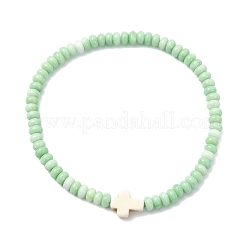 Braccialetti elasticizzati con perline di vetro tinte che imitano la giada&nbsp;BJEW-JB13840