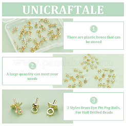 60 pz. 3 stili di ganci per perni ad occhiello in ottone&nbsp;KK-UN0002-49