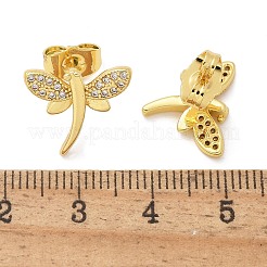 Boucles d'oreilles en laiton zircon cubique micro pavé clair&nbsp;EJEW-D305-20G-01