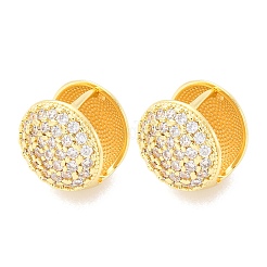 Pendientes de aro de latón redondo con micro pavé de circonitas cúbicas transparentes&nbsp;EJEW-K305-04G