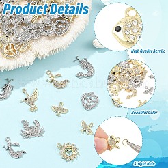 32 stücke 8 stile legierung strass anhänger&nbsp;FIND-YW0011-53KCG