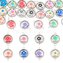 20 Stück Polymer Clay Blume & Ccb Ring Rahmen Glieder Verbinder Charms&nbsp;CLAY-TADJ0001-10