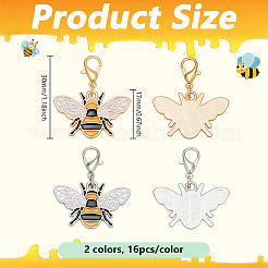 32 Stück 2 Farben Bienen Legierung Emaille Anhänger Dekorationen&nbsp;HJEW-PH02214