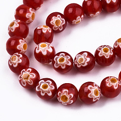 Chapelets de perles en verre de millefiori manuelles&nbsp;LK-T001-10B