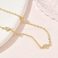 Bracelets en laiton sertis micro-pavés de zircon cubique transparent en forme de cœur&nbsp;KK-CBA6980-23G