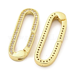 Chiusure a molla con micro pavé in ottone placcato a cremagliera con zirconi trasparenti&nbsp;KK-Q814-13G