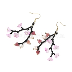 Perle de verre perles dangle boucles d'oreilles&nbsp;EJEW-MZ00770-02