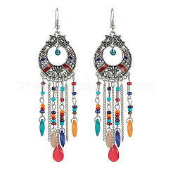 Orecchini pendenti in lega di resina in stile tibetano&nbsp;FS-WG46048-01