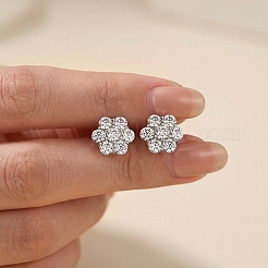 925 par de pendientes de plata de ley con pavé de moissanita para mujer&nbsp;SX7074-2