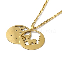 Collane con ciondolo a doppio strato in acciaio inossidabile 304&nbsp;LS-NJEW-D047-02G