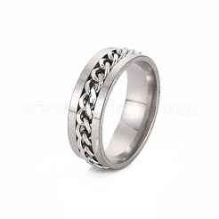 Anlaufgeschützter Fingerring aus Panzerkette aus 201 Edelstahl für Herren&nbsp;RJEW-N029-085