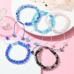 Bracelets de perles tressées rondes en verre&nbsp;BJEW-JB09693