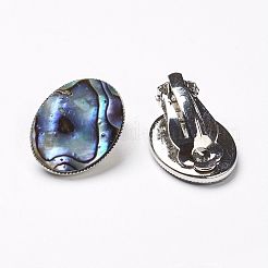 Natürliche Abalone-Muschel / Paua-Muschel-Ohrclips&nbsp;EJEW-P122-01