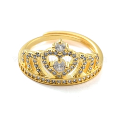 Couronne anneaux réglables en zircone cubique transparente&nbsp;RJEW-L120-017G-02