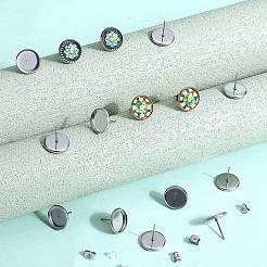 100 pièce de support de boucle d'oreille à tige ronde et plate en acier inoxydable&nbsp;STAS-SP0001-61D-P