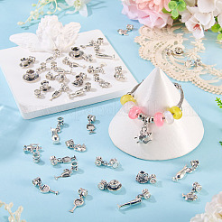 34pcs 17 Arten Legierung europäische baumelnde Charms&nbsp;PALLOY-TAC0263