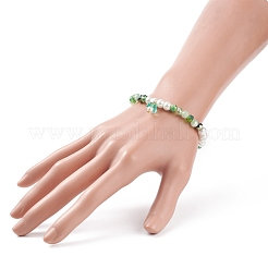Bracelet extensible perlé de perles de verre et de fleurs avec breloque cloche pour femme&nbsp;BJEW-JB08513