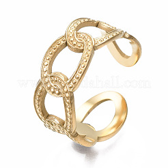 Anello polsino aperto con catena a maglie in acciaio inossidabile 304&nbsp;RJEW-T023-21G