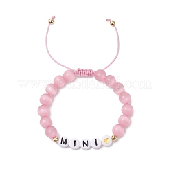 2 pz braccialetti di perline intrecciate con perline a forma di occhio di gatto per mamma e bambino&nbsp;BJEW-TA00619