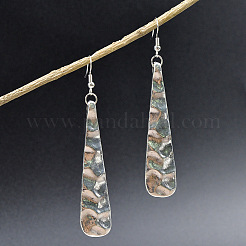 Boucles d'oreilles pendantes en alliage de zinc martelé en forme de larme&nbsp;FS-WG7782B-01
