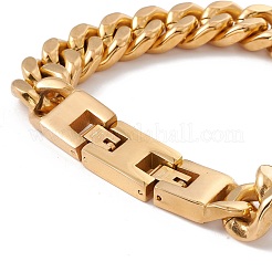 Placcatura ionica (ip) 304 acciaio inossidabile catene a maglie grosse bracciale per uomo donna&nbsp;BJEW-E107-11G-01