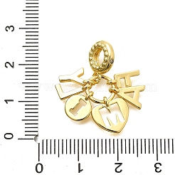 Messing klar Zirkonia Wort Familie Herz europäischen baumeln Charms&nbsp;KK-C087-14G