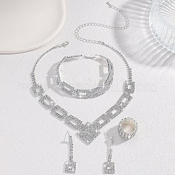 Set di gioielli in ottone rettangolare con strass di cristallo&nbsp;WG3D549-01