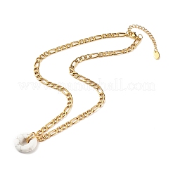 Collier pendentif beignet en howlite naturelle&nbsp;NJEW-JN03815-05
