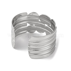 Bracelets manchettes larges rainurés en acier inoxydable 304 pour femmes&nbsp;BJEW-B104-22P