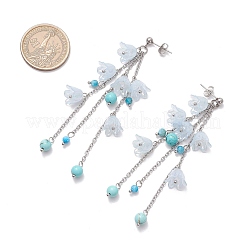 Orecchini a bottone con nappe a forma di fiore in acrilico&nbsp;EJEW-TA00648-02