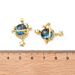 Kubisch Zirkonia aus Messing mit Mikropavé und Glasanhängern&nbsp;KK-G533-21G