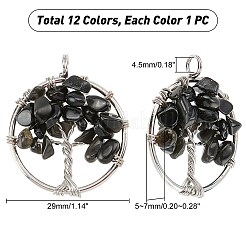 Colgantes de piedras preciosas 12pcs 12 colores&nbsp;G-PH0001-33