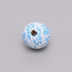Perles de bois naturel imprimées&nbsp;WOOD-TAC0007-60A