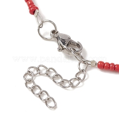 Collier pendentif en forme de larme de verre avec chaînes de perles de graines&nbsp;NJEW-JN04333