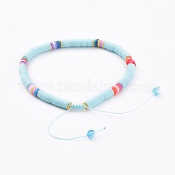 Verstellbare handgefertigte geflochtene Perlenarmbänder aus Fimo&nbsp;BJEW-JB04640-M