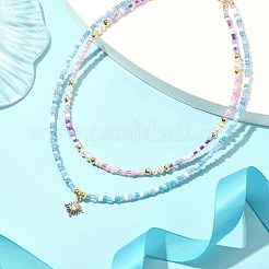 Set di collane con perline in vetro stile 2 pz 2&nbsp;NJEW-JN04356