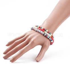3 Stück 3 Stil Heishi Surfer Stretch-Armbänder aus Polymer-Ton mit Wort-Jolly-Acrylperlen&nbsp;BJEW-TA00129