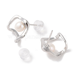 Anlaufgeschützte Ohrstecker aus Sterlingsilber&nbsp;EJEW-C087-07C-P