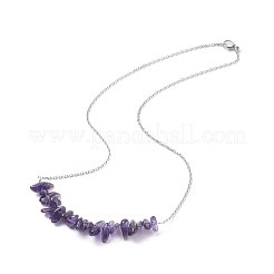 Conjunto de joyas con cuentas de chips de amatista natural&nbsp;SJEW-JS01231-03