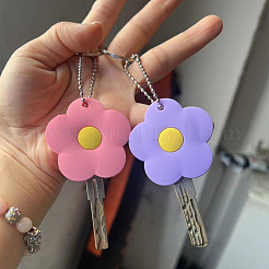 5 Stück Silikon-Blumen-Schlüsselanhänger in 5 Farben&nbsp;KEYC-SP0001-52