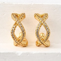 Orecchini a polsino in zircone chiaro con micro pavè di ottone&nbsp;EJEW-K309-11G