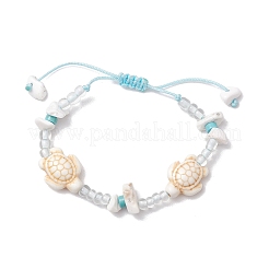 Bracelets tressés en perles synthétiques turquoise et magnésite&nbsp;BJEW-JB11678