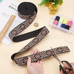 Ruban de fleurs jacquard en polyester de style ethnique&nbsp;OCOR-WH0090-042