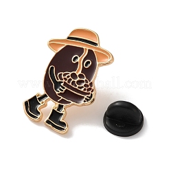 Emaille-Broschen mit Kaffeebohnenbauernmotiv&nbsp;AL-I003-03G-04