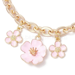 Catene decorative per borse a catena con ciondolo a forma di fiore in smalto rosa in lega&nbsp;AJEW-BA00148-01