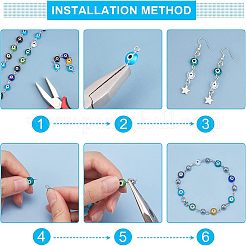 Lampwork fatti a mano rotonda piatto male perle di occhio catene per collane bracciali fare&nbsp;AJEW-NB0002-10