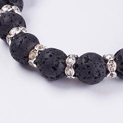 Bracciali elasticizzati in roccia lavica naturale&nbsp;BJEW-JB03210-01