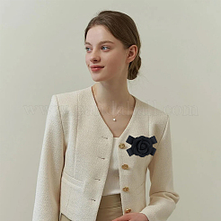 Broches de camelia con lazo en poliéster&nbsp;JEWB-WH0048-03C
